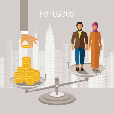 İç savaş mülteciler infographics vektör. Çatışma bölgelerinden göçmenler.