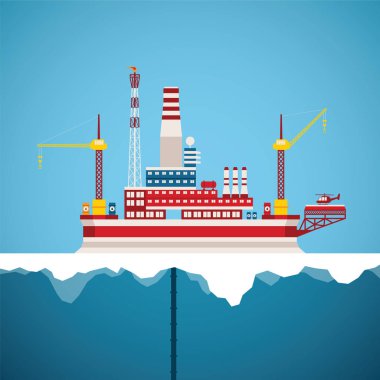 Arktik petrol ve doğal gaz offshore sanayi sabit bir platform vektör kavramı