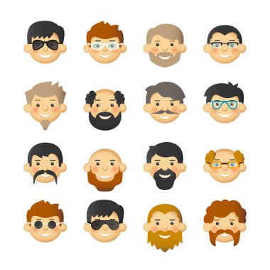 Adam yüz avatar simgesi sakal, bıyık, gözlük ve pembe yanakları ile ayarla