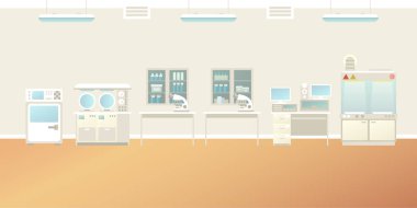 Vektör bilimsel laboratuarı düz stil iç boş sahne