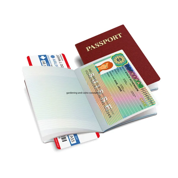Vetor Passaporte Internacional Com Etiqueta Visto Suíça — Vetor de Stock