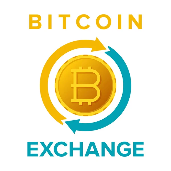 Bitcoin Exchange Служба Вектор Підписати Плоских Стилі — стоковий вектор