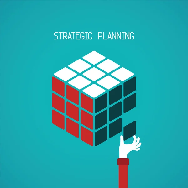 Concept Vecteur Cube Planification Stratégique Style Plat — Image vectorielle
