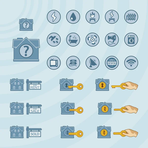 Conjunto Iconos Vectoriales Para Negocios Inmobiliarios — Archivo Imágenes Vectoriales