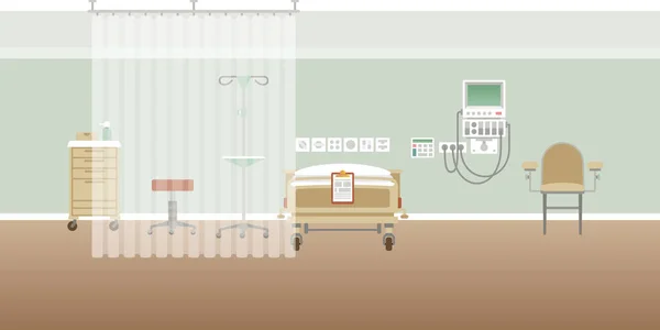Vector Hospital Personal Sala Médica Interior Vacío Escena Estilo Plano — Vector de stock