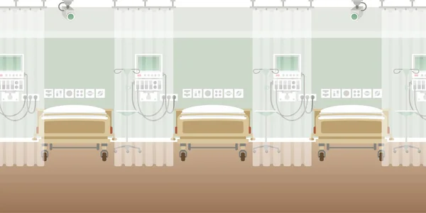 フラット スタイルのベクトル病院病棟内部空のシーン — ストックベクタ