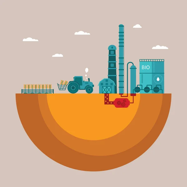 Concepto Vectorial Planta Refinería Biocombustibles Para Transformación Recursos Naturales Como — Vector de stock