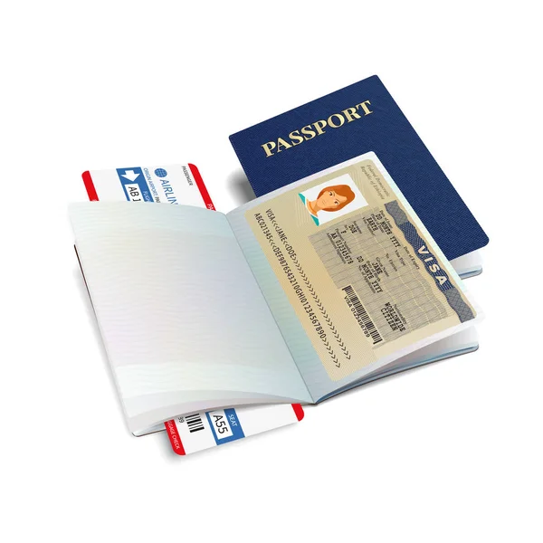 Passeport International Vectoriel Avec Visa Éthiopie — Image vectorielle