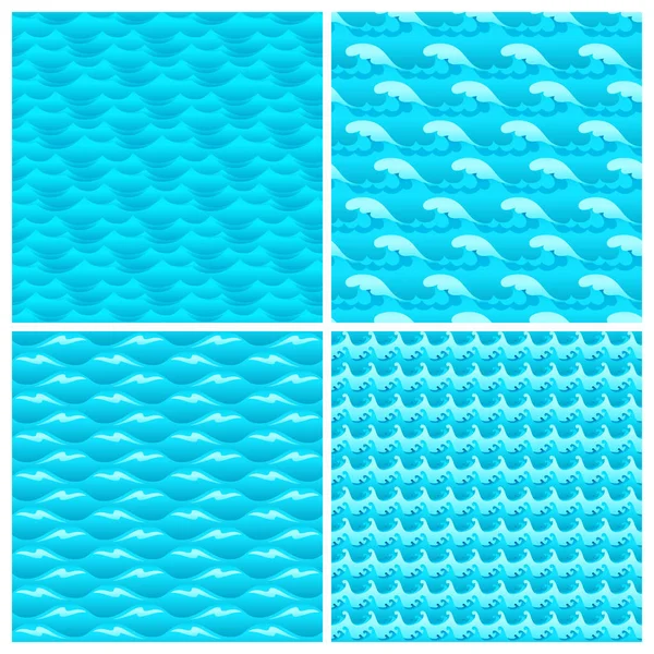 蓝色水波无缝矢量背景纹理集 — 图库矢量图片