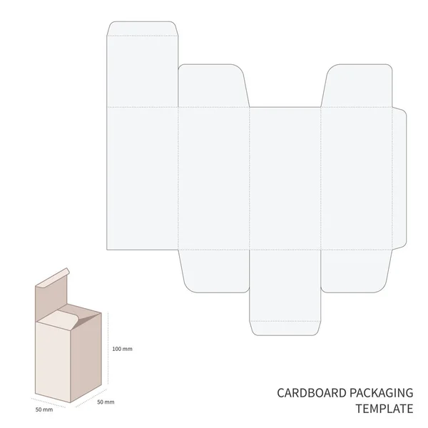 Шаблон Упаковки Векторного Картона Схемой Резки Гибки — стоковый вектор