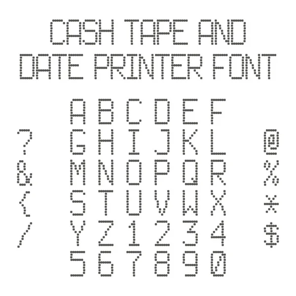 Vetor Alfabeto Pontilhado Imitando Impressora Dados Caixa Registradora —  Vetores de Stock