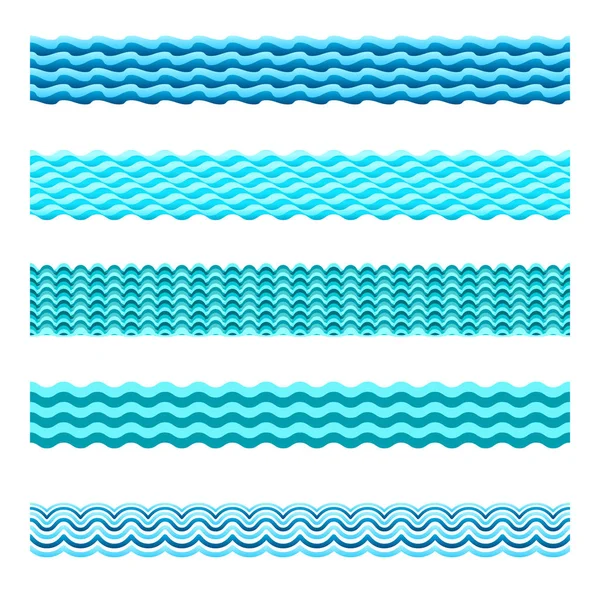 Bandas Vectoriales Ondas Agua Azul Sin Costuras Para Pies Página — Vector de stock