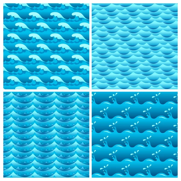 蓝色水波无缝矢量背景纹理集 — 图库矢量图片