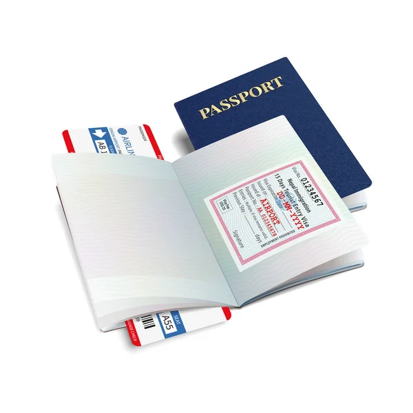 带尼泊尔签证的矢量国际护照 — 图库矢量图片