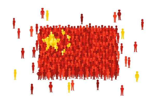 由卡通人物组成的中国国旗向量 — 图库矢量图片
