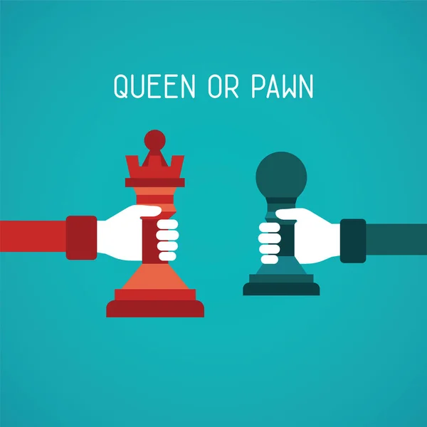 Queen Pawn Abstract Vector Concept Flat Style — Stock Vector