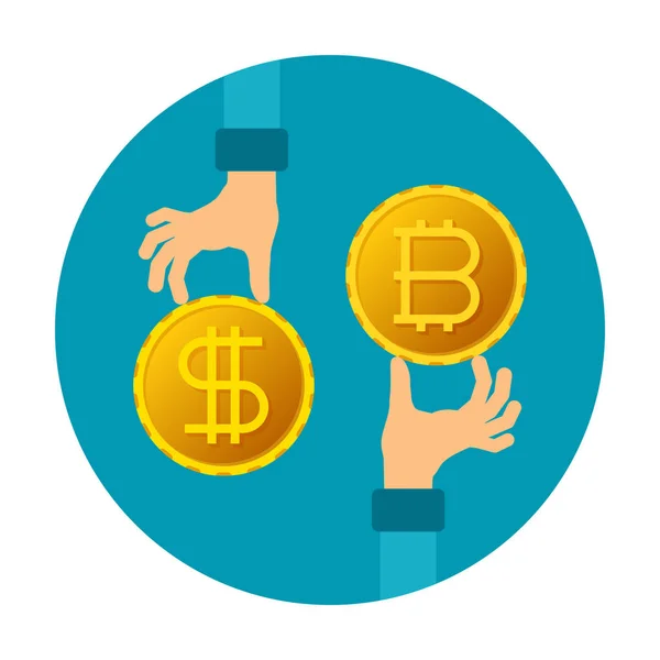 Bitcoin Exchange Szolgáltatás Vektor Bejelentkezés Lapos Stílusú — Stock Vector