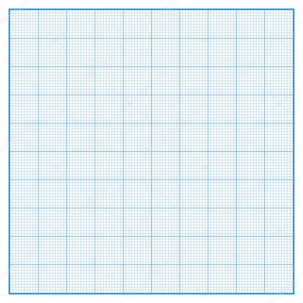 Vector square engineering graph paper with 10 metric divisions