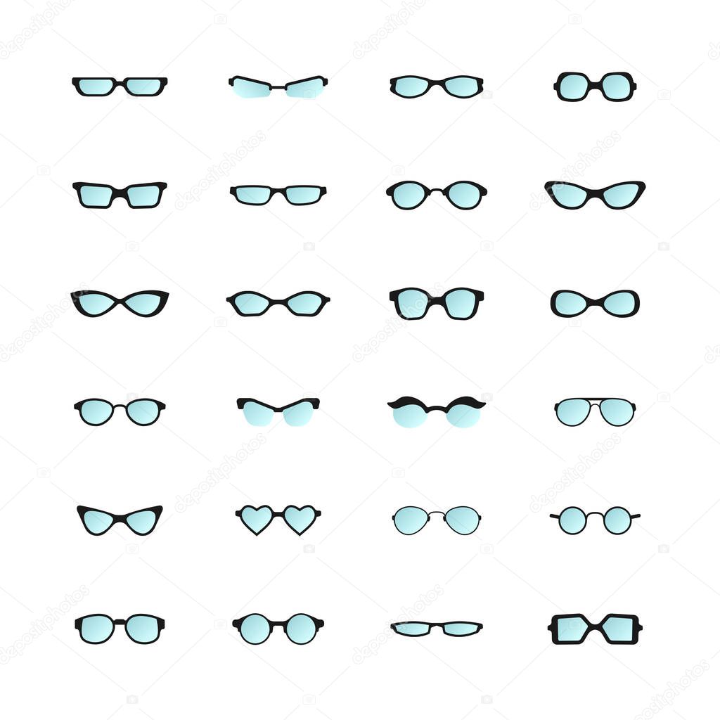 Realistic eye glasses set in flat style