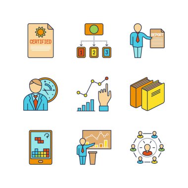 En az lineart düz iş vektör veya Iconset finans