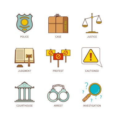 Vektör en az lineart düz adalet Iconset