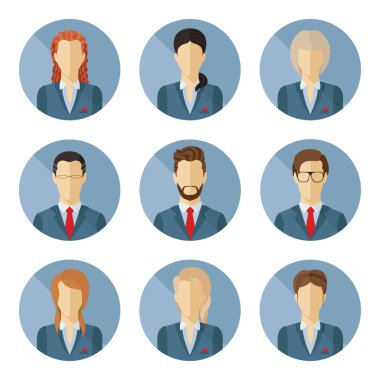 erkek ve kadın modern düz Stil kümesindeki avatar vektör.