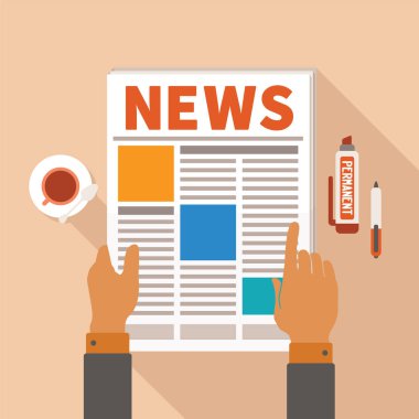 Vektör sabah gazete okuma kavramı