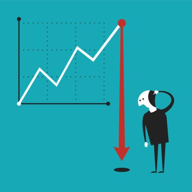 İş etkinliği düşüş vektör kavramı düz çizgi film tarzı