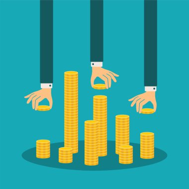 Vektör finansal yönetim kavramı ile altın sikke yığını