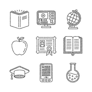 Kroki tarzı vektör eğitim simgeler kümesi