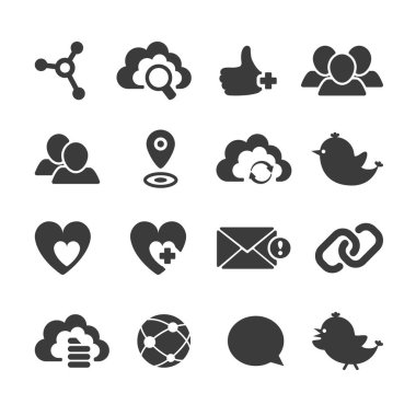 vektör sosyal ağ simge kümesi.