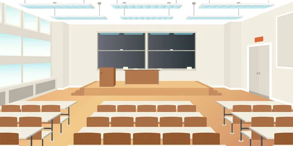 Vector Escuela Secundaria Aula Interior Vacío Escena Estilo Plano — Vector de stock