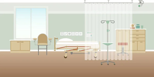 Vector Hospital Personal Medical Ward Interior Empty Scene Flat Style — Stock Vector