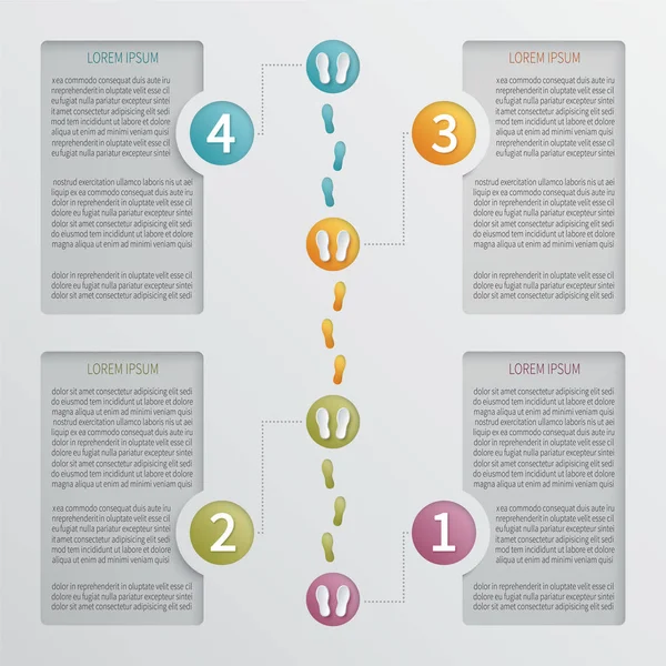 Modello Infografico Perforato Vettoriale Quattro Fasi — Vettoriale Stock