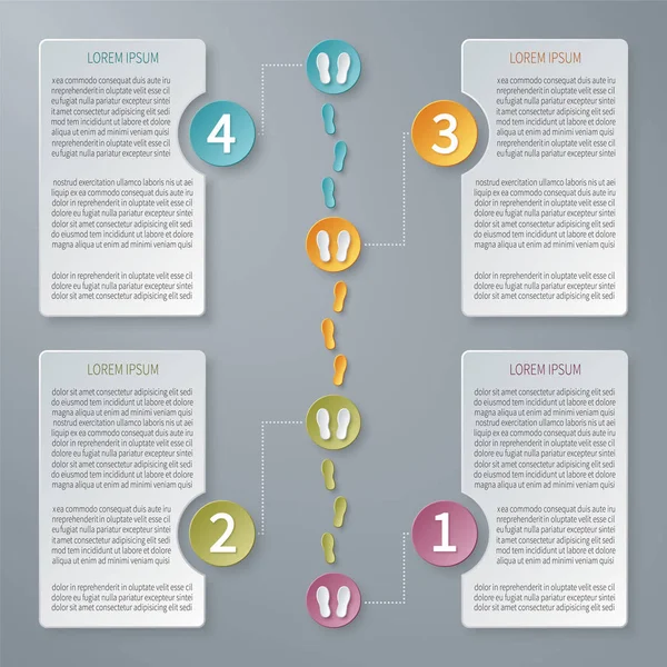 Τέσσερα Βήματα Φορέα Infographic Πρότυπο Της Λωρίδας Χρόνου — Διανυσματικό Αρχείο