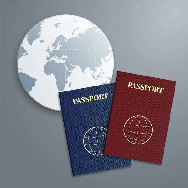 Wektor Międzynarodowe Paszporty Glob — Wektor stockowy