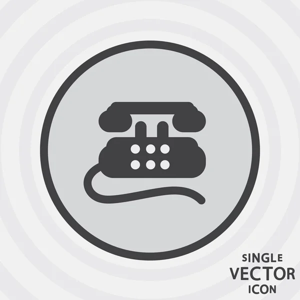 Single Vector Monochrome Flat Icon Old Telephone — Stock Vector