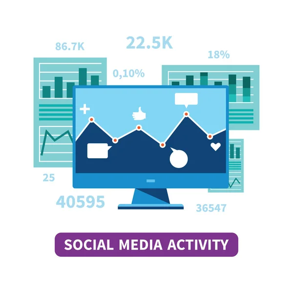 Векторна Концепція Активності Соціальних Мереж Плоскому Стилі — стоковий вектор