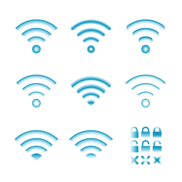 wifi uzaktan erişim ve radyo iletişimi için vektör kablosuz simge kümesi