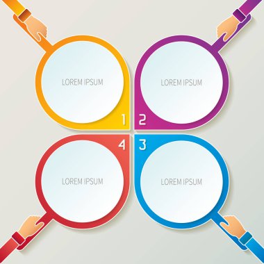 Vektör 4 adımda Infographic şablon düzeni iş akışı düzeni, numaralandırılmış seçenekleri, grafik veya diyagram için 3d tarzında soyut