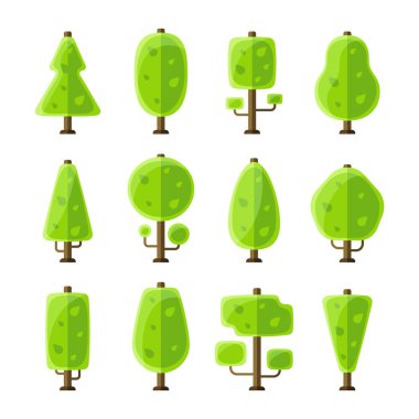 Düz vektör ağaçlar düz stil ayarla