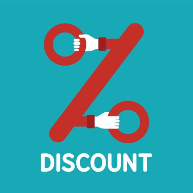 Vector discount sign symbol or icon in flat style clipart