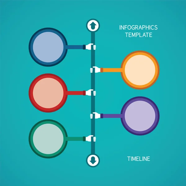 Αφηρημένη Διάνυσμα Timeline Infographic Πρότυπο Επίπεδη Στυλ Για Διάταξη Ροής — Διανυσματικό Αρχείο