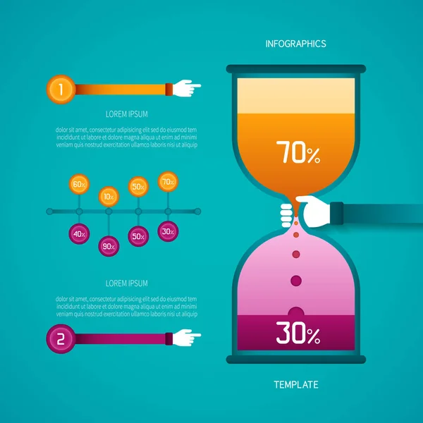 Modello Infografico Astratto Timeline Vettoriale Diagramma Barre Clessidra Stile Piatto — Vettoriale Stock