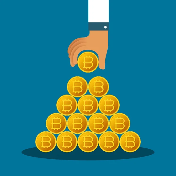 Bitcoin piramit vektör kavramında düz stil