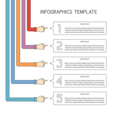 Vektör 5 adım Infographic şablonunda düz anahat stili numaralı seçenekleri, grafik veya diyagram düzen iş akışı düzeni için soyut