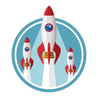 Roket ve bulutlar ile yeni iş projesi başlatmak Vector kavramı.