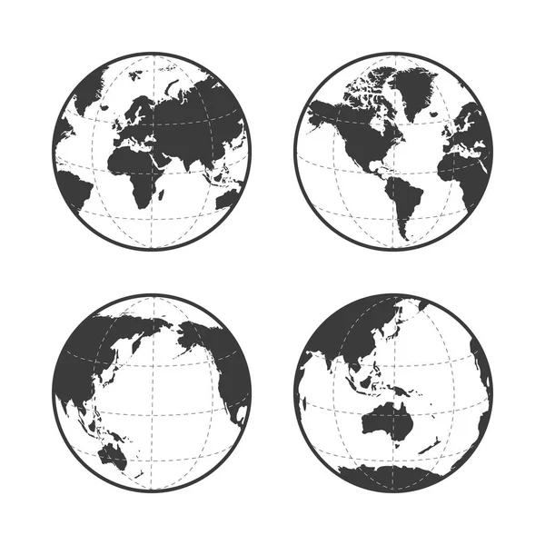 Globe Earth Vector Icon Set White Background — Stock Vector