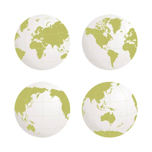 Globe Jord Vektor Ikon Indstillet Hvid Baggrund – Stock-vektor