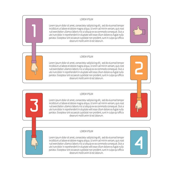 Modello Infografico Passaggi Vettoriale Astratto Stile Contorno Piatto Schema Del — Vettoriale Stock